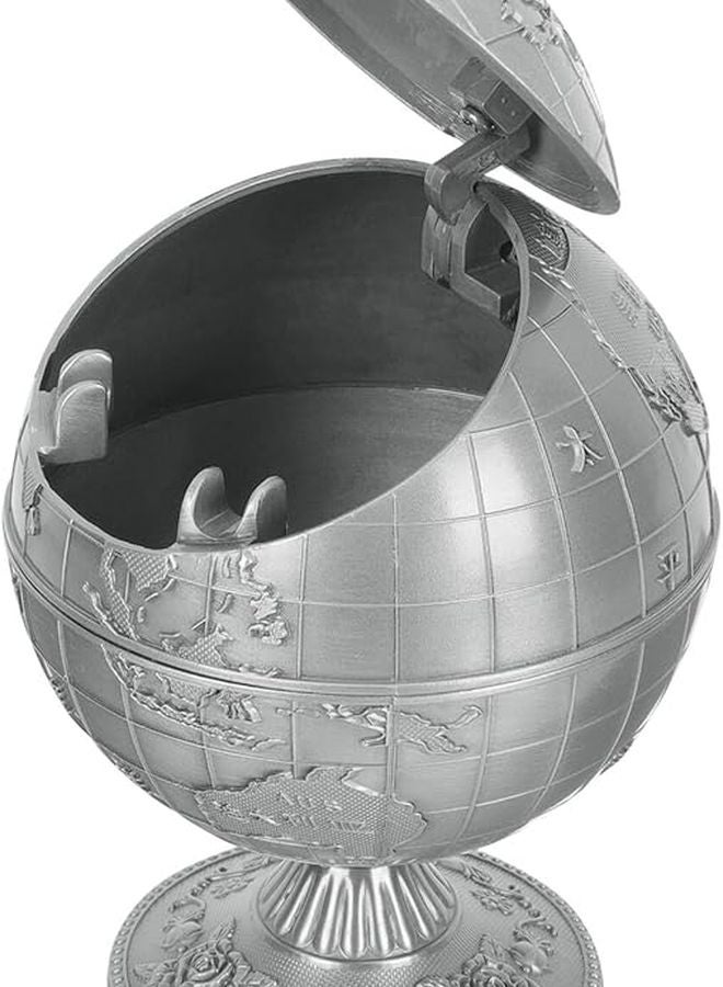 Antique Style Windproof Ashtray with Lid Desktop Storage Bucket for Office Home Smoking Decor Gift - Image 1